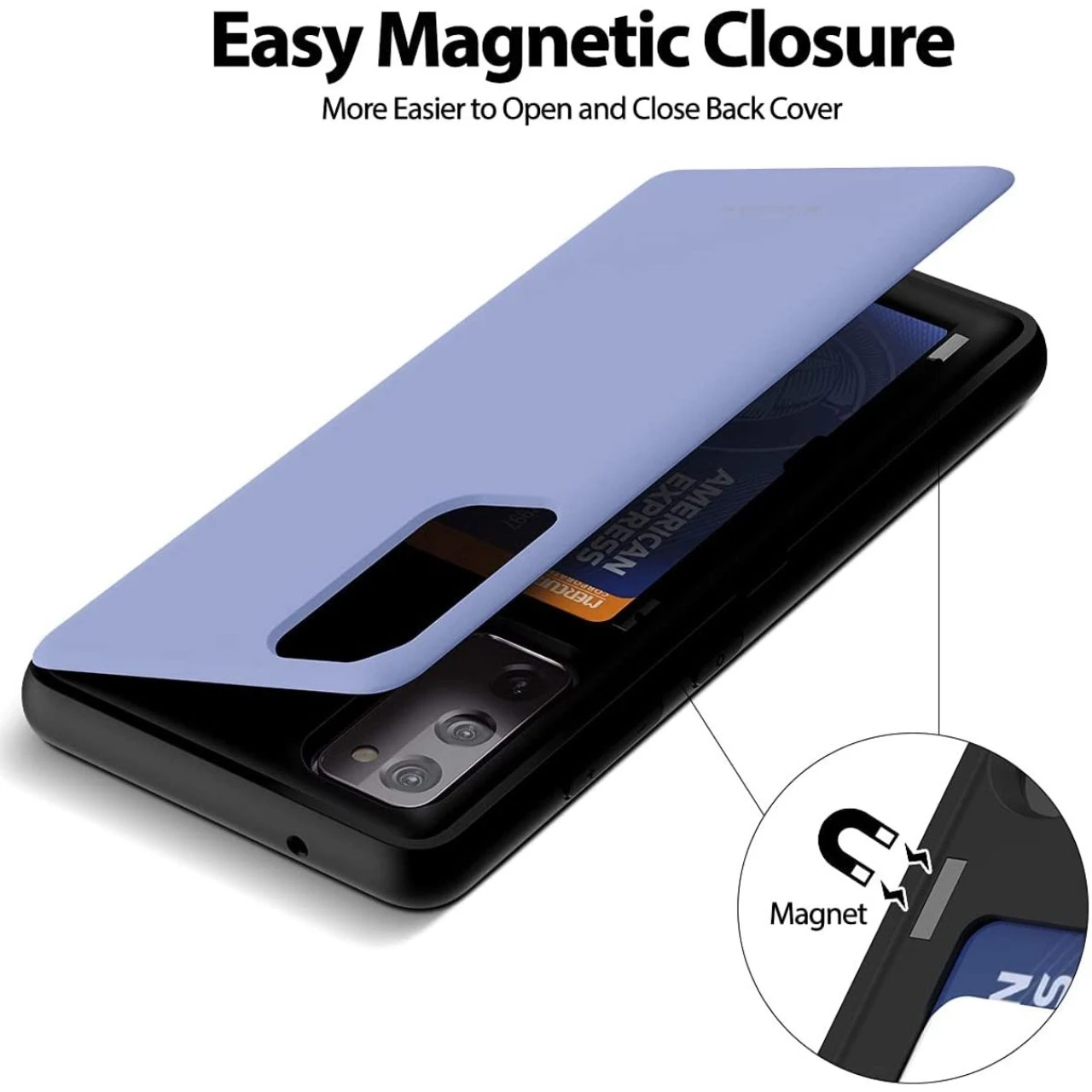 Lilac Goospery Magnetic Door Bumper Card Holder Case For Galaxy S20 FE 2 Lilac Goospery Magnetic Door Bumper Card Holder Case For Galaxy S20 FE - Image 2