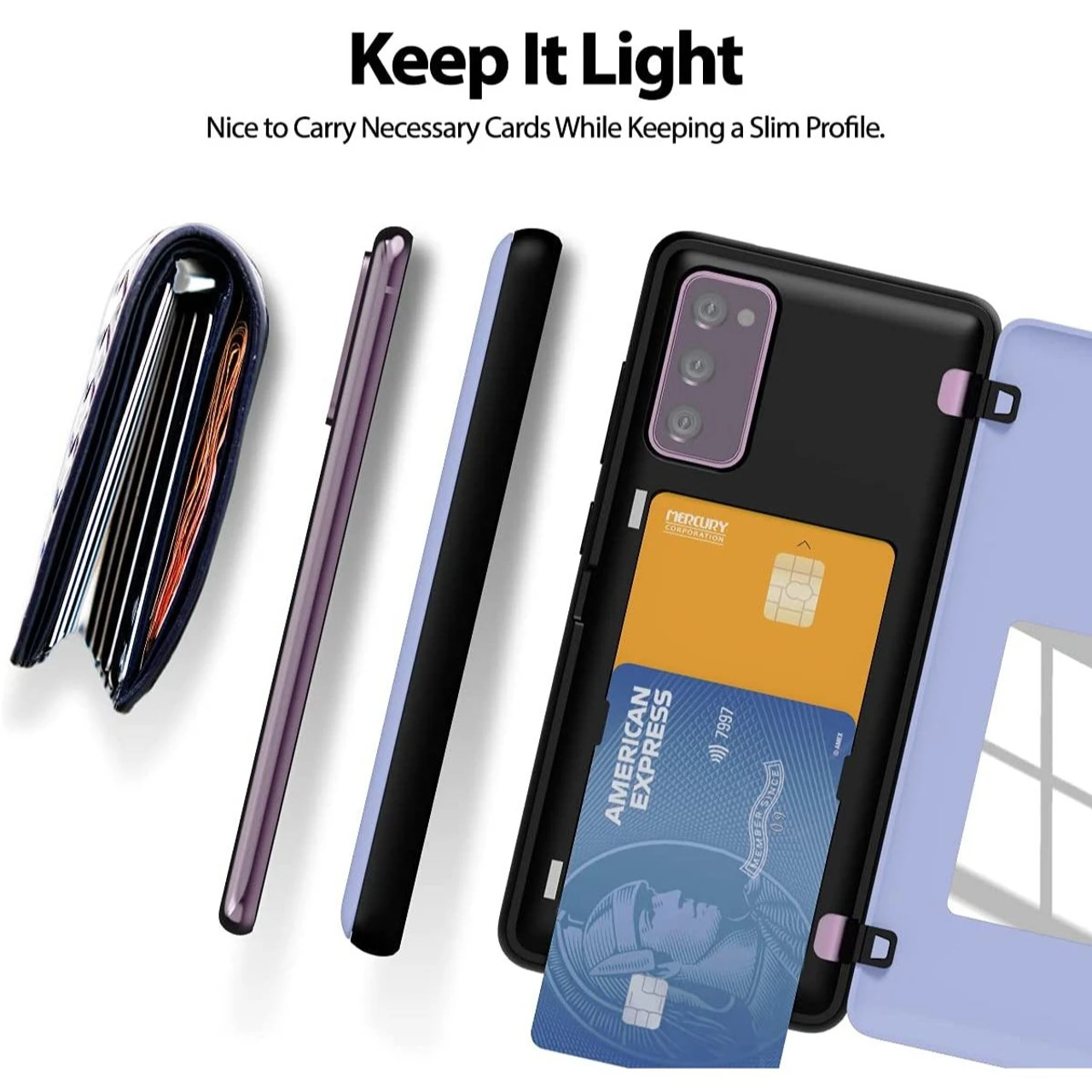 Lilac Goospery Magnetic Door Bumper Card Holder Case For Galaxy S20 FE 3 Lilac Goospery Magnetic Door Bumper Card Holder Case For Galaxy S20 FE - Image 3