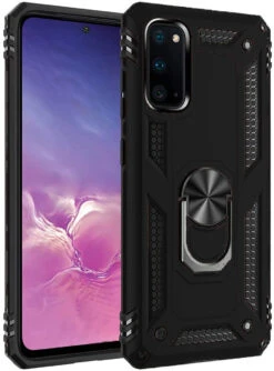 Black Galaxy S20 FE 5G 360 Rotating Metal Ring Armor Stand Case
