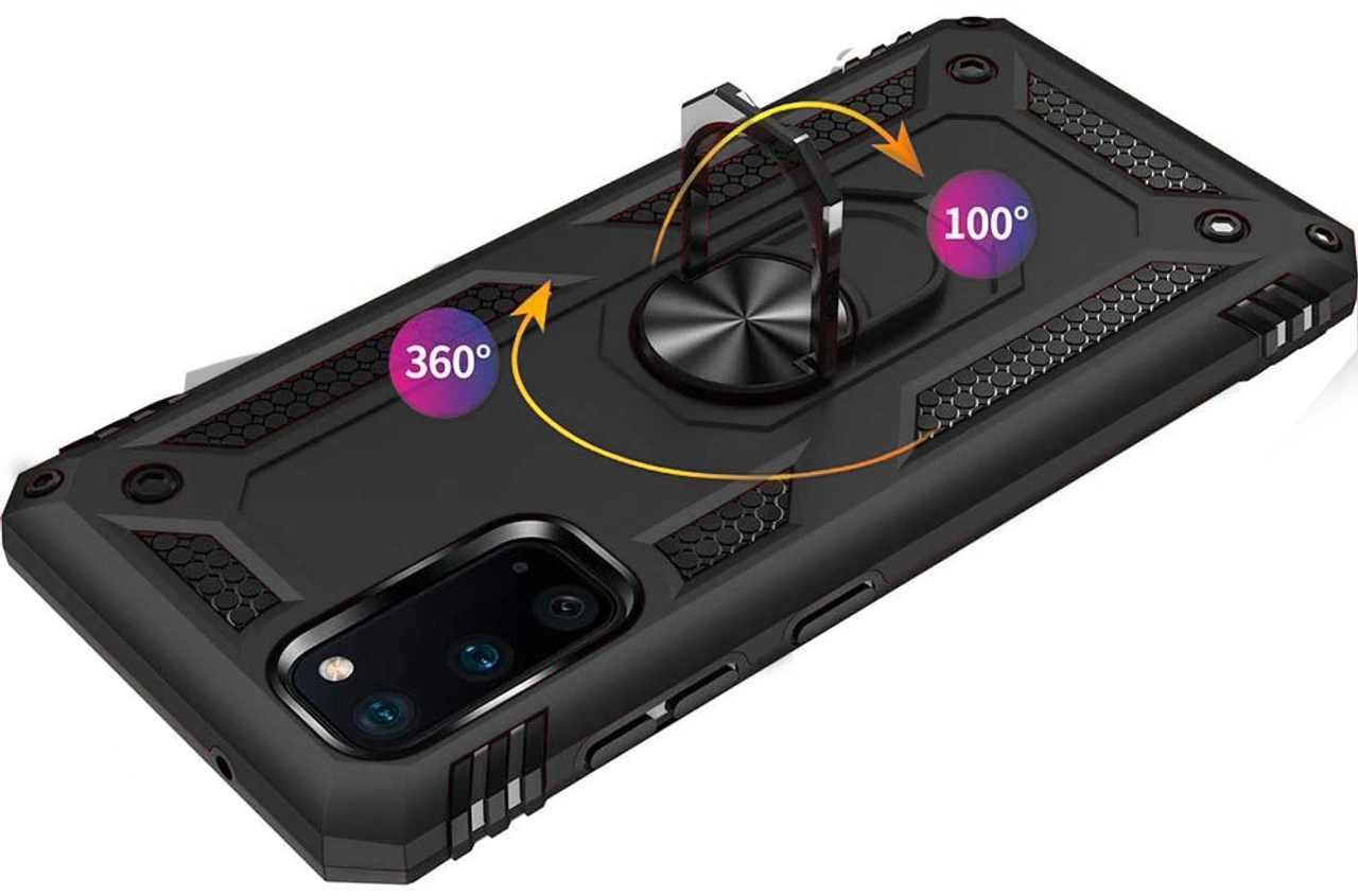 Black Galaxy S20 FE 5G 360 Rotating Metal Ring Armor Stand Case 2 Black Galaxy S20 FE 5G 360 Rotating Metal Ring Armor Stand Case - Image 2