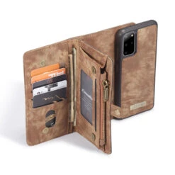 Brown Multi-Functional 2 In 1 Zipper Wallet Case For Galaxy S20+ Plus -Cheap NewCase Store galaxy s20 plus caseme multifunctional wallet brown 3 02265.1660623425