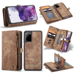 Brown Multi-Functional 2 In 1 Zipper Wallet Case For Galaxy S20+ Plus -Cheap NewCase Store galaxy s20 plus caseme multifunctional wallet brown 6 00121.1660623425