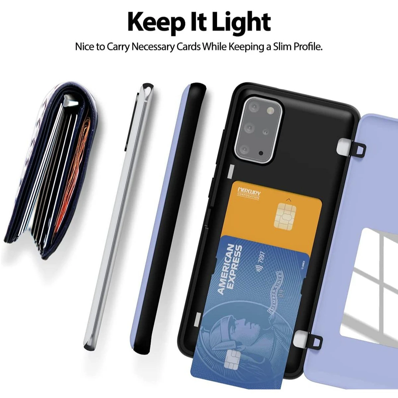 Lilac Goospery Slim Magnetic Door Credit Card Case For Galaxy S20 + Plus 7 Lilac Goospery Slim Magnetic Door Credit Card Case For Galaxy S20 + Plus - Image 7