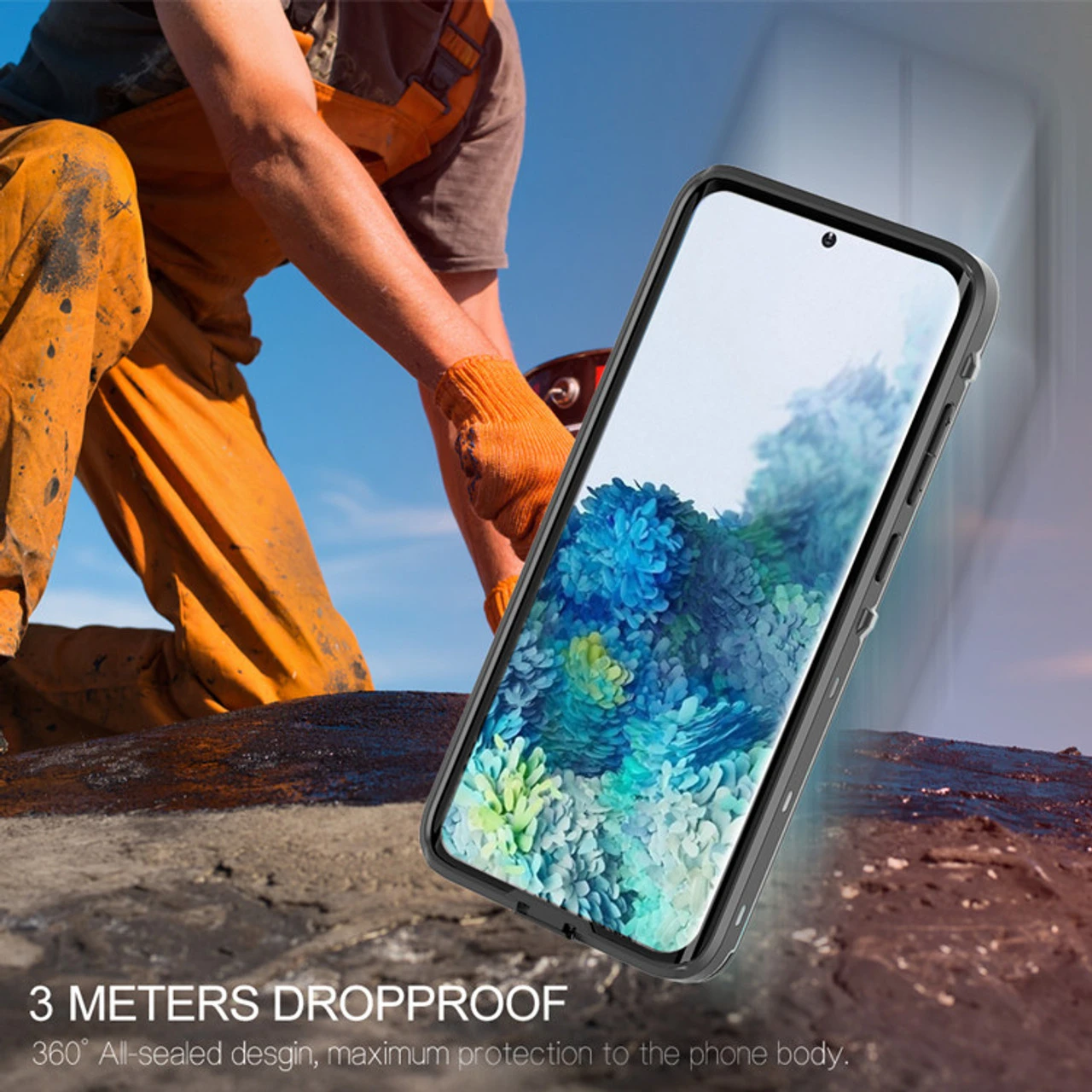 Black Samsung Galaxy S20+ Plus Waterproof Dirtproof Shock Proof Case 3 Black Samsung Galaxy S20+ Plus Waterproof Dirtproof Shock Proof Case - Image 3