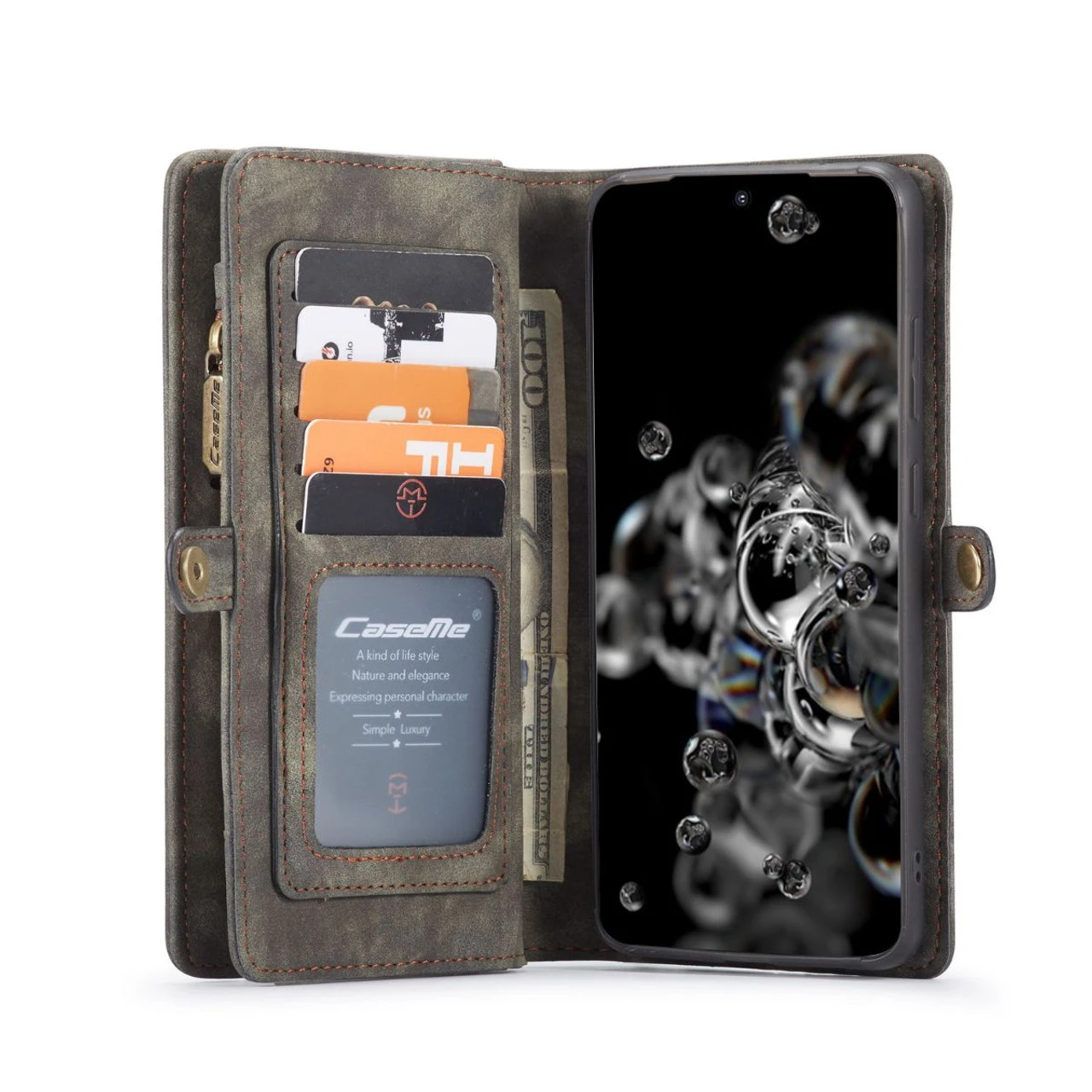 Black Galaxy S20 Ultra Multi-Functional 2 In 1 Zipper Purse Wallet Case 2 Black Galaxy S20 Ultra Multi-Functional 2 In 1 Zipper Purse Wallet Case - Image 2