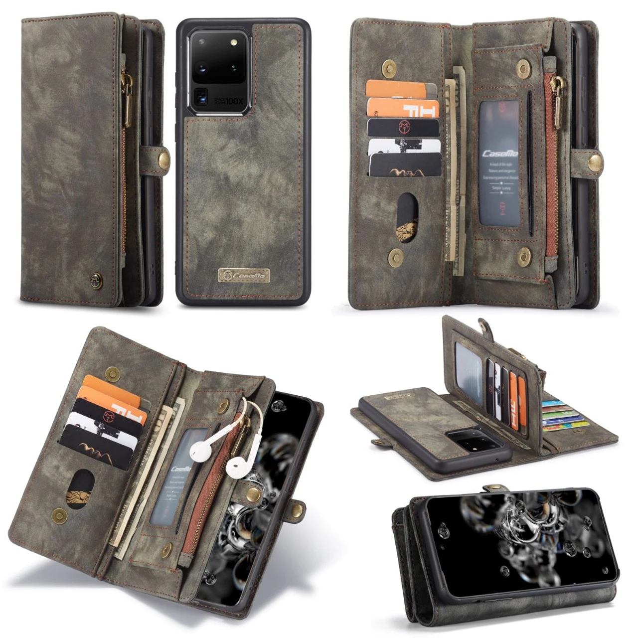 Black Galaxy S20 Ultra Multi-Functional 2 In 1 Zipper Purse Wallet Case 6 Black Galaxy S20 Ultra Multi-Functional 2 In 1 Zipper Purse Wallet Case - Image 6