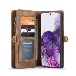 Brown Galaxy S20 Ultra Multi-Functional Wallet Detachable Magnetic Case