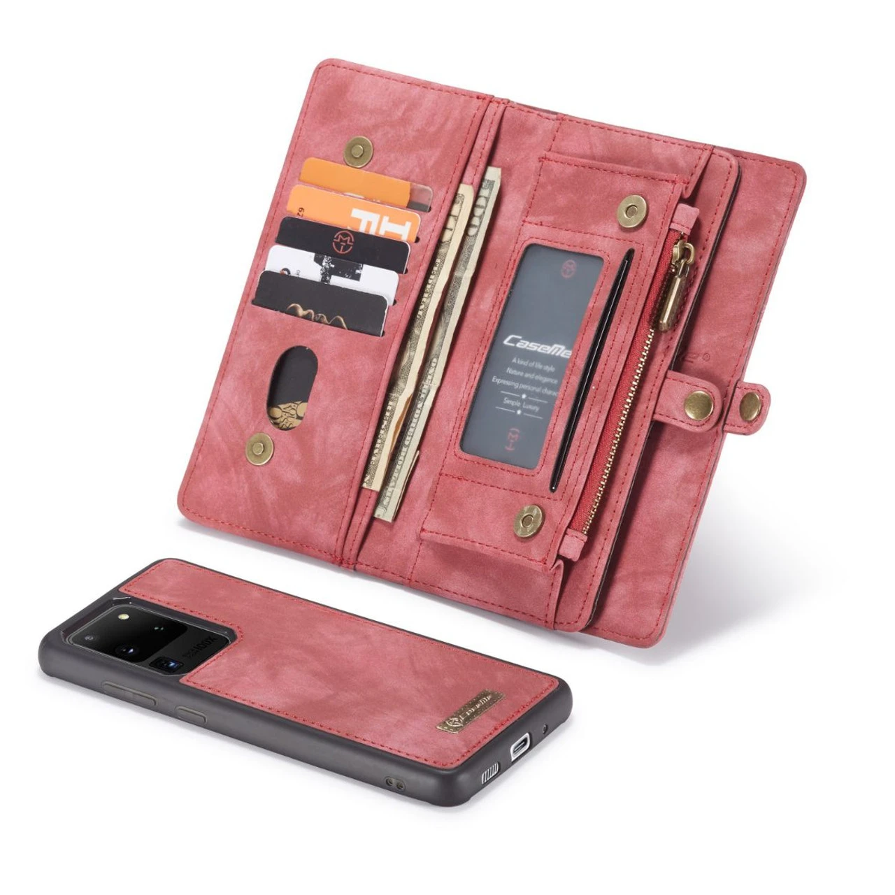 Red Galaxy S20 Ultra 2 In 1 Multi-Functional Wallet Shock Proof Case 4 Red Galaxy S20 Ultra 2 In 1 Multi-Functional Wallet Shock Proof Case - Image 4