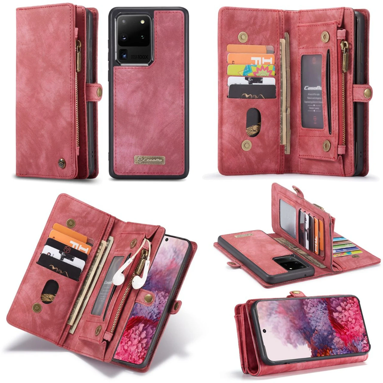 Red Galaxy S20 Ultra 2 In 1 Multi-Functional Wallet Shock Proof Case 6 Red Galaxy S20 Ultra 2 In 1 Multi-Functional Wallet Shock Proof Case - Image 6