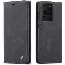 Black Galaxy S20 Ultra CaseMe Wallet Classic Magnetic Handmade Case