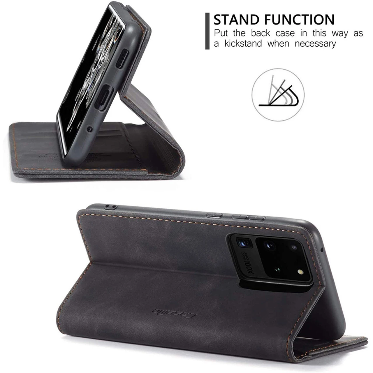 Black Galaxy S20 Ultra CaseMe Wallet Classic Magnetic Handmade Case 4 Black Galaxy S20 Ultra CaseMe Wallet Classic Magnetic Handmade Case - Image 4