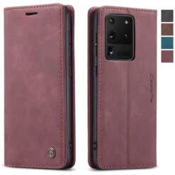 Classy Wine Galaxy S20 Ultra CaseMe Wallet Magnetic Card Holder Case