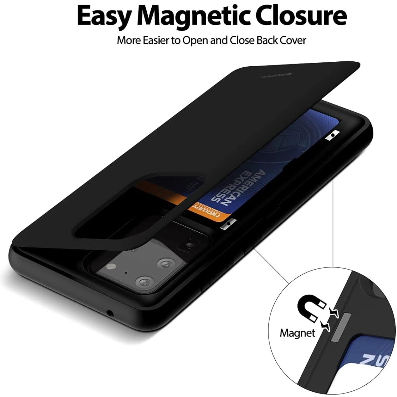 Black Galaxy S20 Ultra Goospery Slim Shock Proof Magnetic Door Case 3 Black Galaxy S20 Ultra Goospery Slim Shock Proof Magnetic Door Case - Image 3