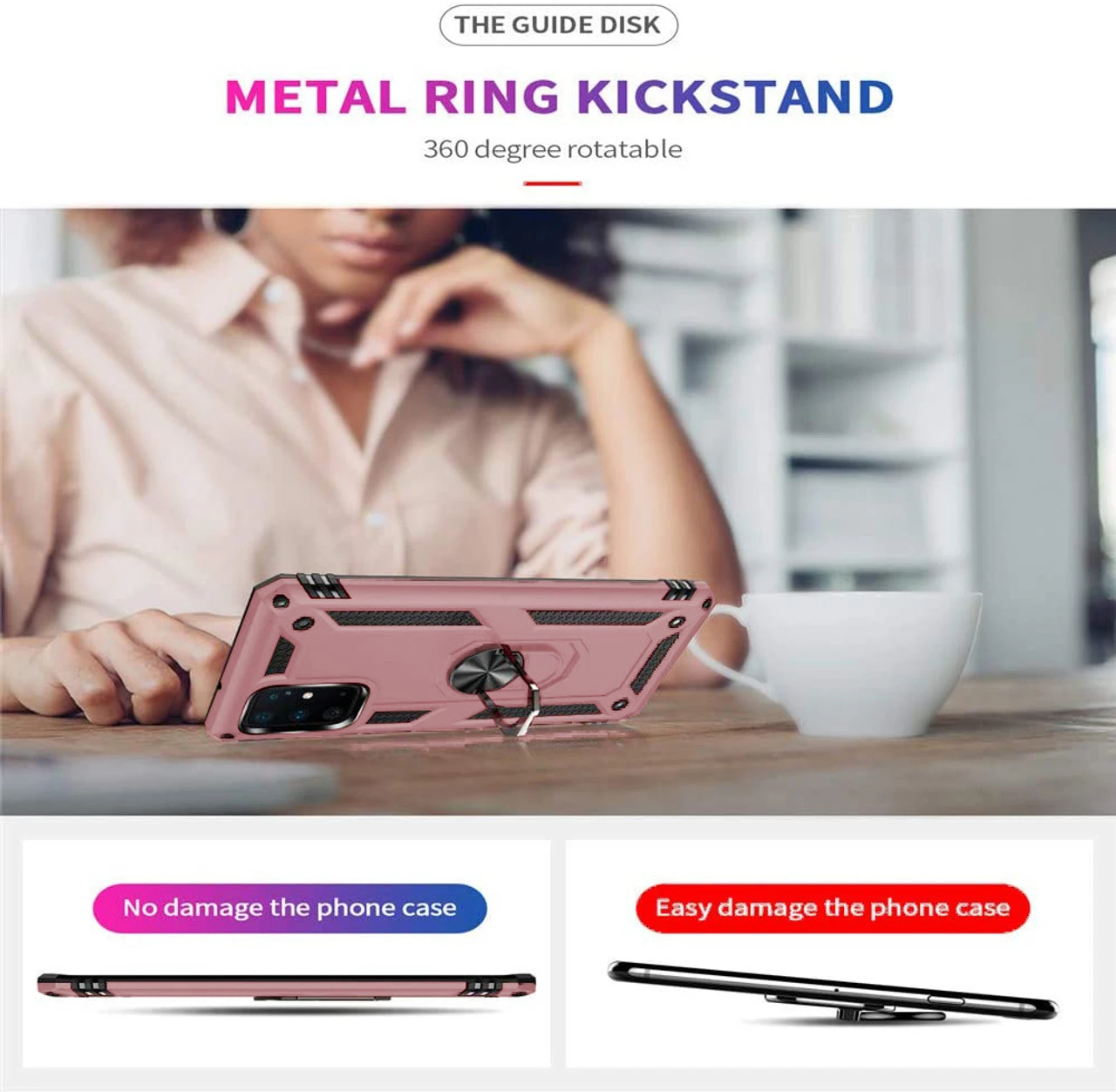 Rose Gold 360 Rotating Metal Ring Armor Stand Case For Galaxy S20 Ultra 4 Rose Gold 360 Rotating Metal Ring Armor Stand Case For Galaxy S20 Ultra - Image 4