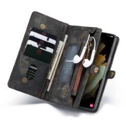 Black Galaxy S21 Wallet Zipper Purse Removeable Magnetic Case -Cheap NewCase Store galaxy s21 caseme multifunctional wallet black 4 62372.1690945667