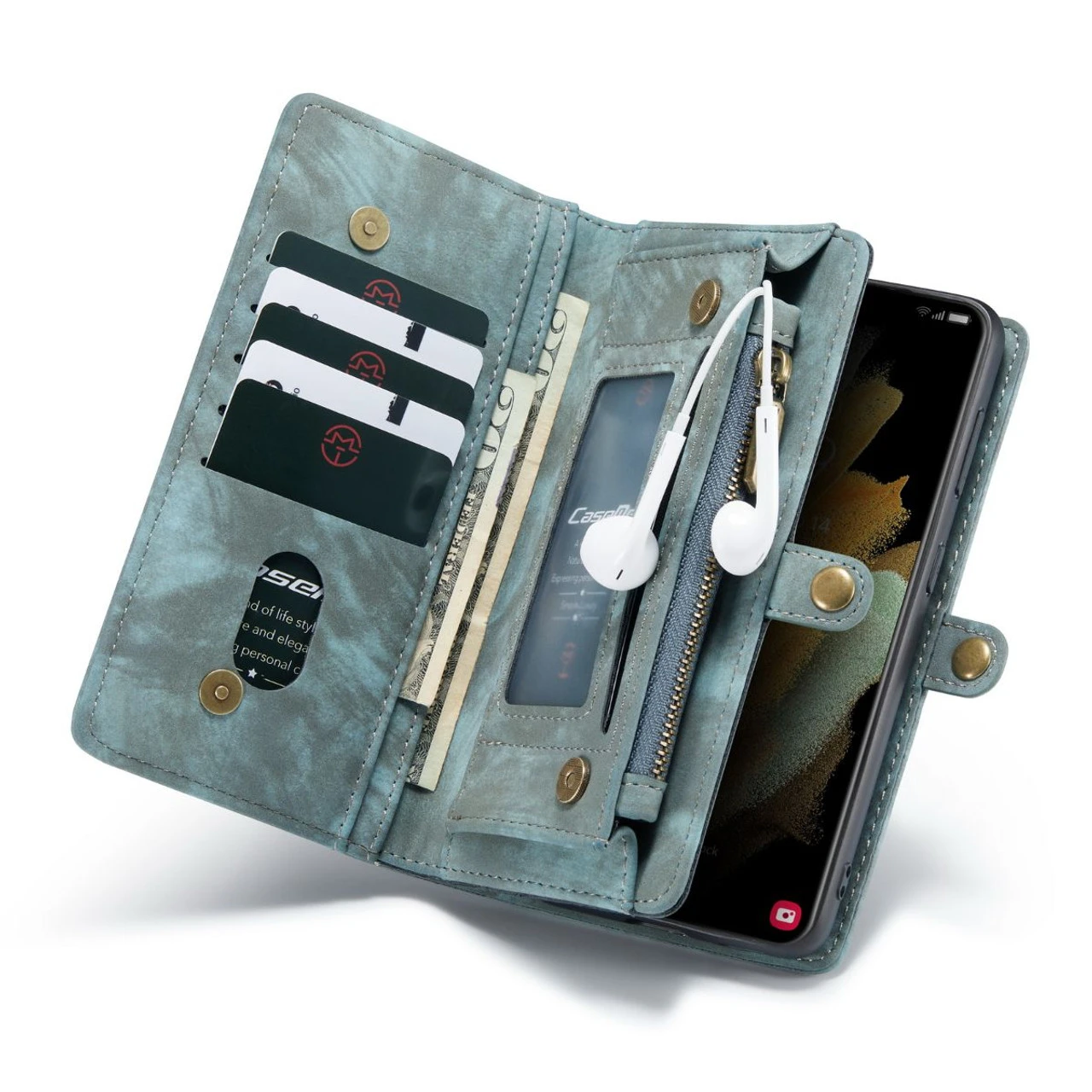 Blue Galaxy S21 CaseMe 11 Card Slot Wallet Magnetic Case 4 Blue Galaxy S21 CaseMe 11 Card Slot Wallet Magnetic Case - Image 4