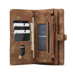 Brown Multi-Functional Wallet Detachable Magnetic Case For Galaxy S21