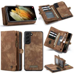 Brown Multi-Functional Wallet Detachable Magnetic Case For Galaxy S21 -Cheap NewCase Store galaxy s21 caseme multifunctional wallet brown 6 69015.1681795255