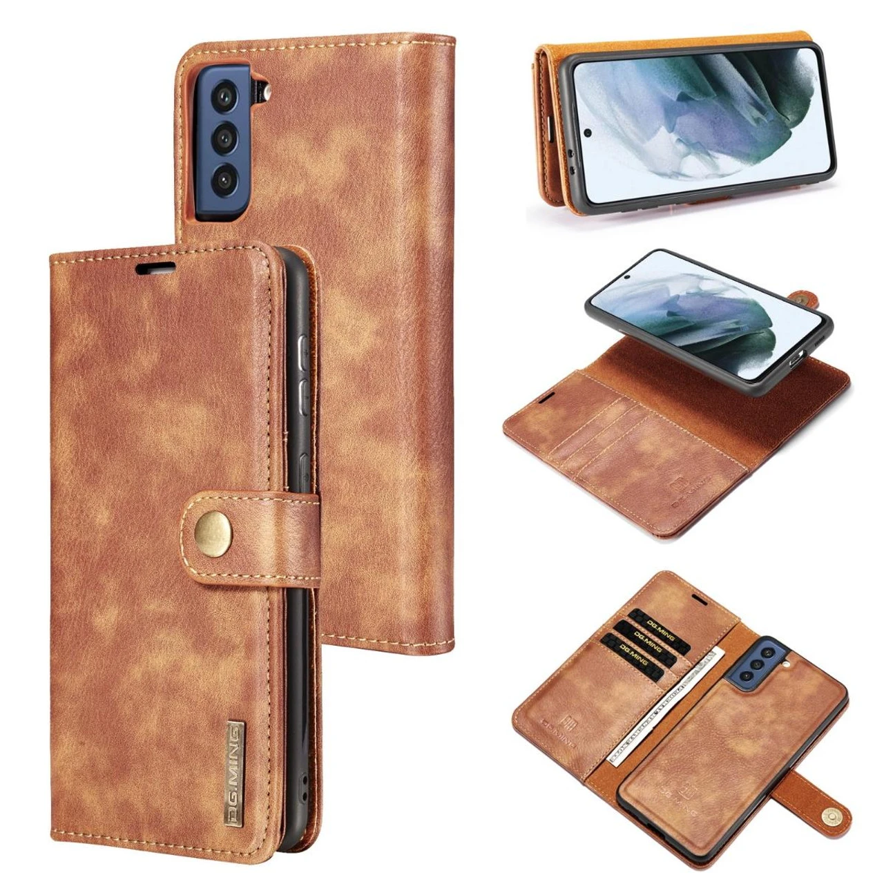 Brown DG.Ming M2 Magnetic Shockproof Case Leather Wallet For Galaxy S21 FE 1 Brown DG.Ming M2 Magnetic Shockproof Case Leather Wallet For Galaxy S21 FE