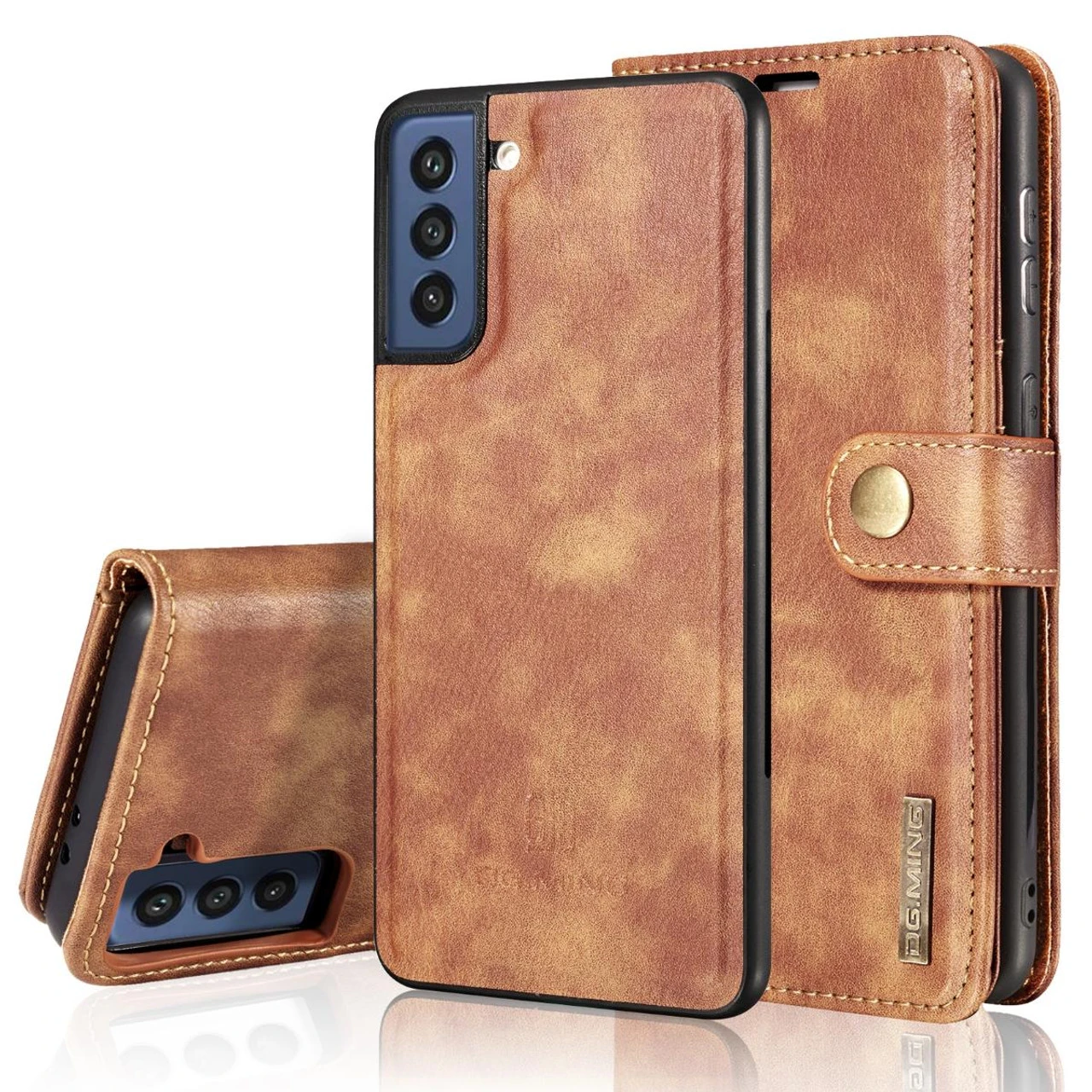 Brown DG.Ming M2 Magnetic Shockproof Case Leather Wallet For Galaxy S21 FE 3 Brown DG.Ming M2 Magnetic Shockproof Case Leather Wallet For Galaxy S21 FE - Image 3