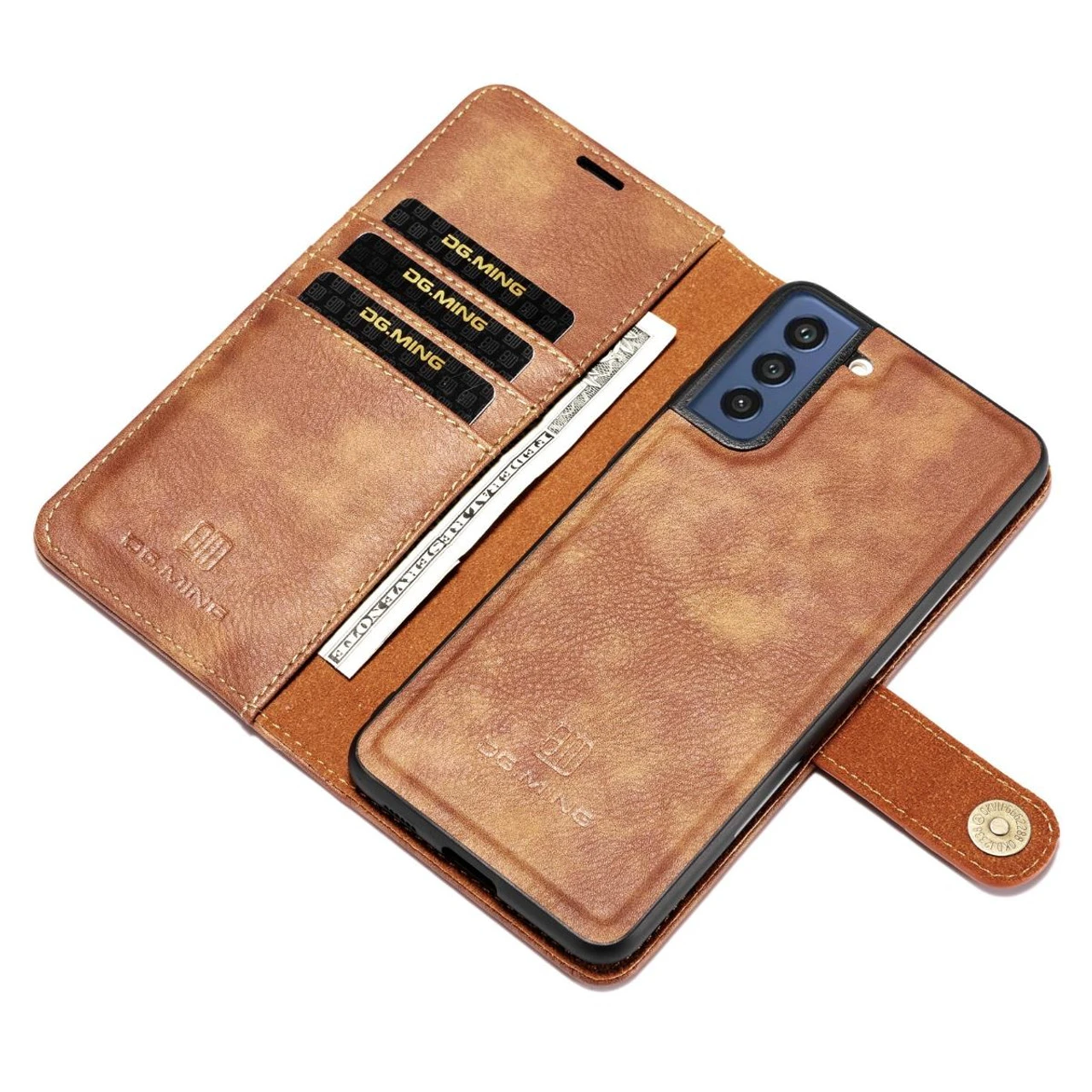 Brown DG.Ming M2 Magnetic Shockproof Case Leather Wallet For Galaxy S21 FE 6 Brown DG.Ming M2 Magnetic Shockproof Case Leather Wallet For Galaxy S21 FE - Image 6