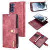 Red DG.Ming 2 In 1 Leather Wallet Removable Magnetic Case For Galaxy S21 FE