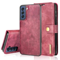 Red DG.Ming 2 In 1 Leather Wallet Removable Magnetic Case For Galaxy S21 FE -Cheap NewCase Store galaxy s21 fe dg ming wallet magnetic case red 3 86154.1701321600