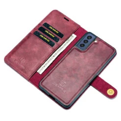 Red DG.Ming 2 In 1 Leather Wallet Removable Magnetic Case For Galaxy S21 FE -Cheap NewCase Store galaxy s21 fe dg ming wallet magnetic case red 6 03372.1701321600