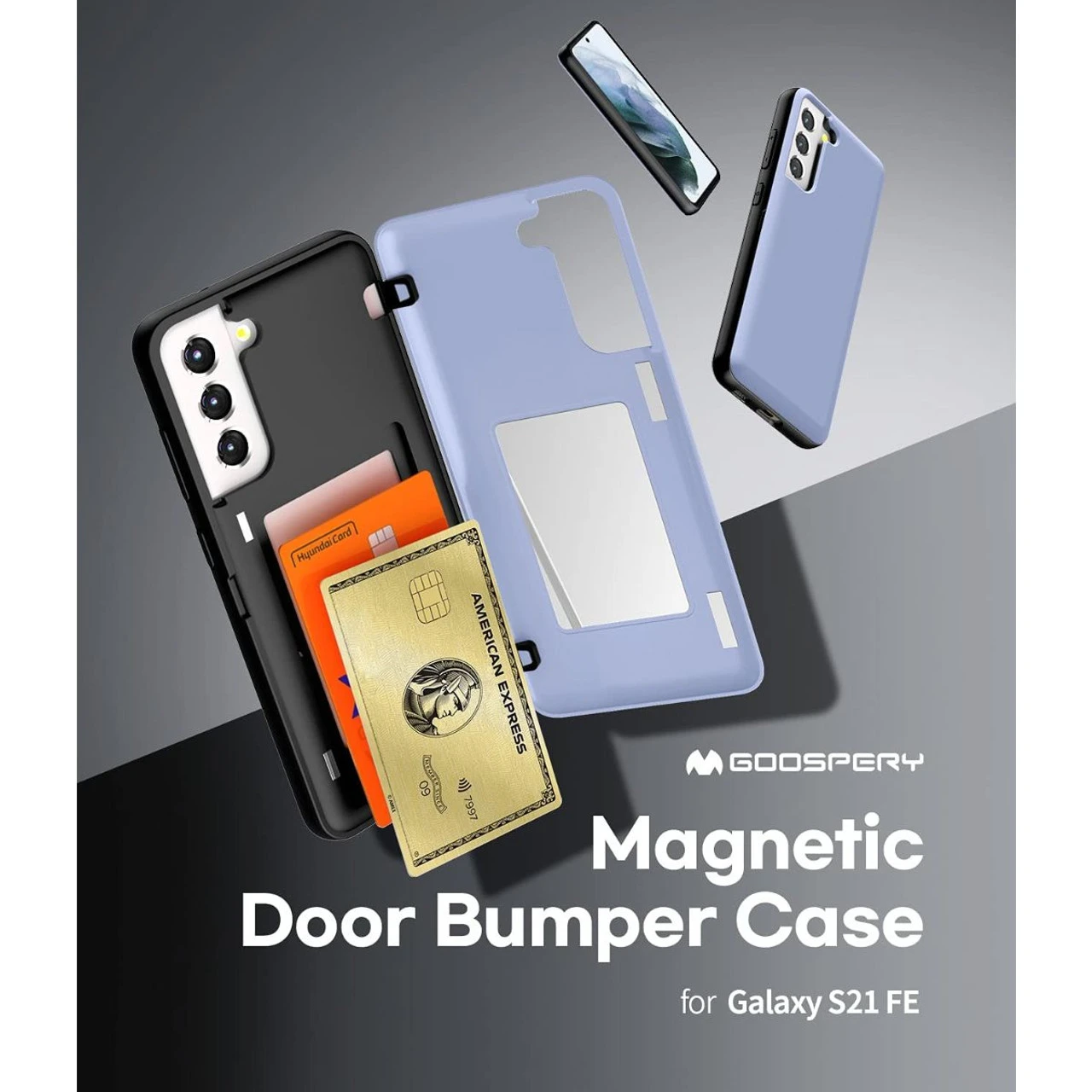 Lilac Galaxy S21 FE Mercury Magnetic Door Bumper Card Holder Case 3 Lilac Galaxy S21 FE Mercury Magnetic Door Bumper Card Holder Case - Image 3