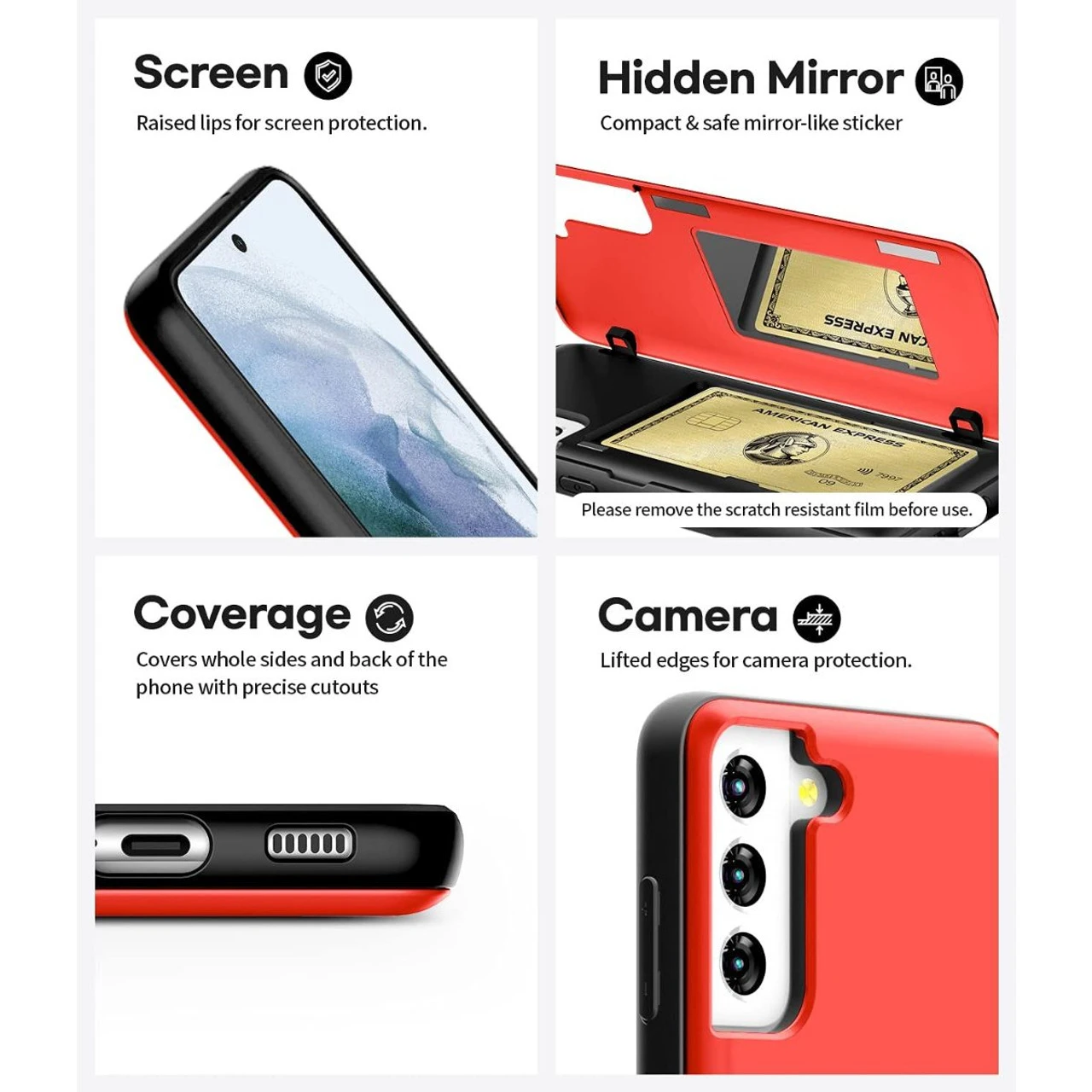 Red Galaxy S21 FE Goospery Magnetic Door Bumper Card Holder Case 2 Red Galaxy S21 FE Goospery Magnetic Door Bumper Card Holder Case - Image 2