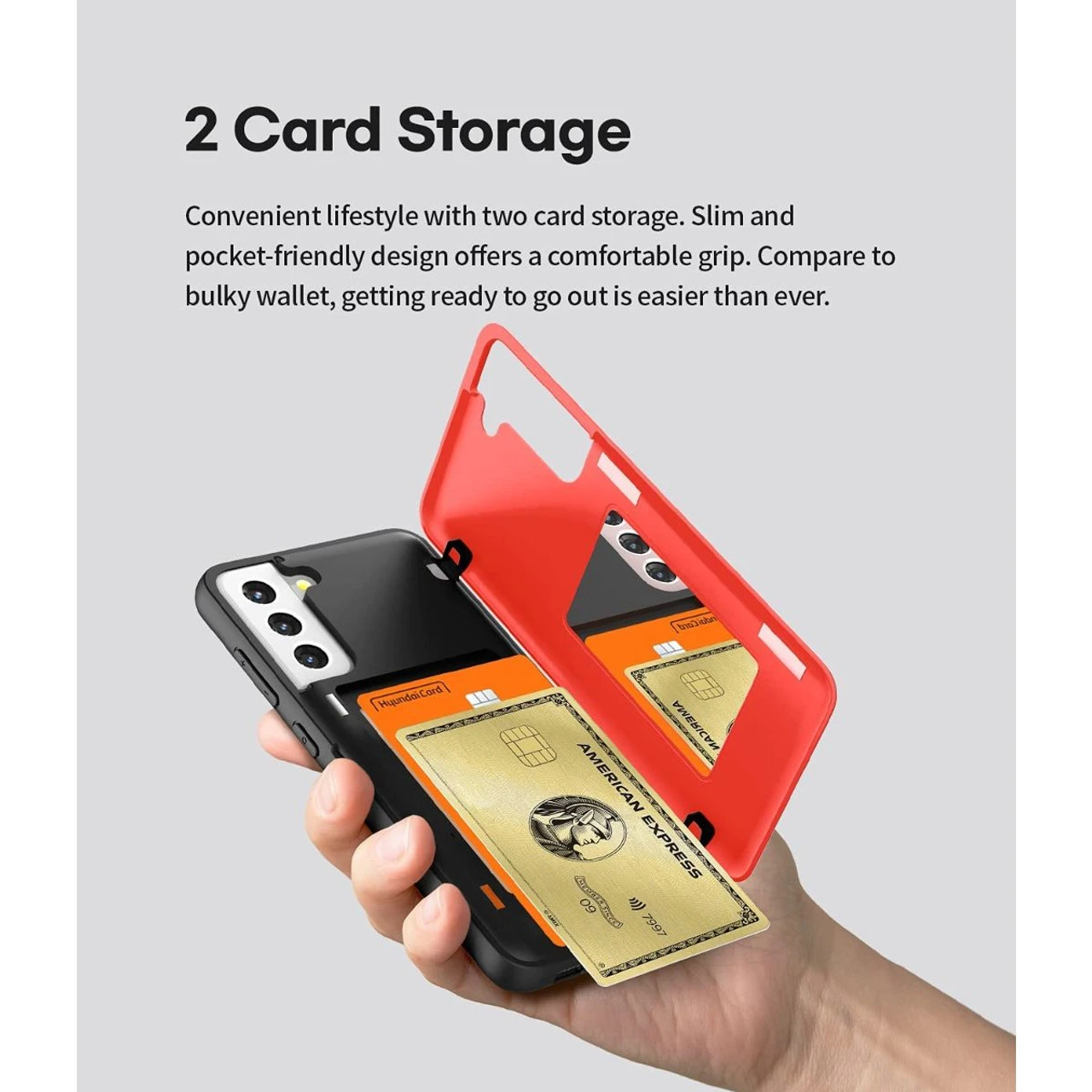 Red Galaxy S21 FE Goospery Magnetic Door Bumper Card Holder Case 3 Red Galaxy S21 FE Goospery Magnetic Door Bumper Card Holder Case - Image 3