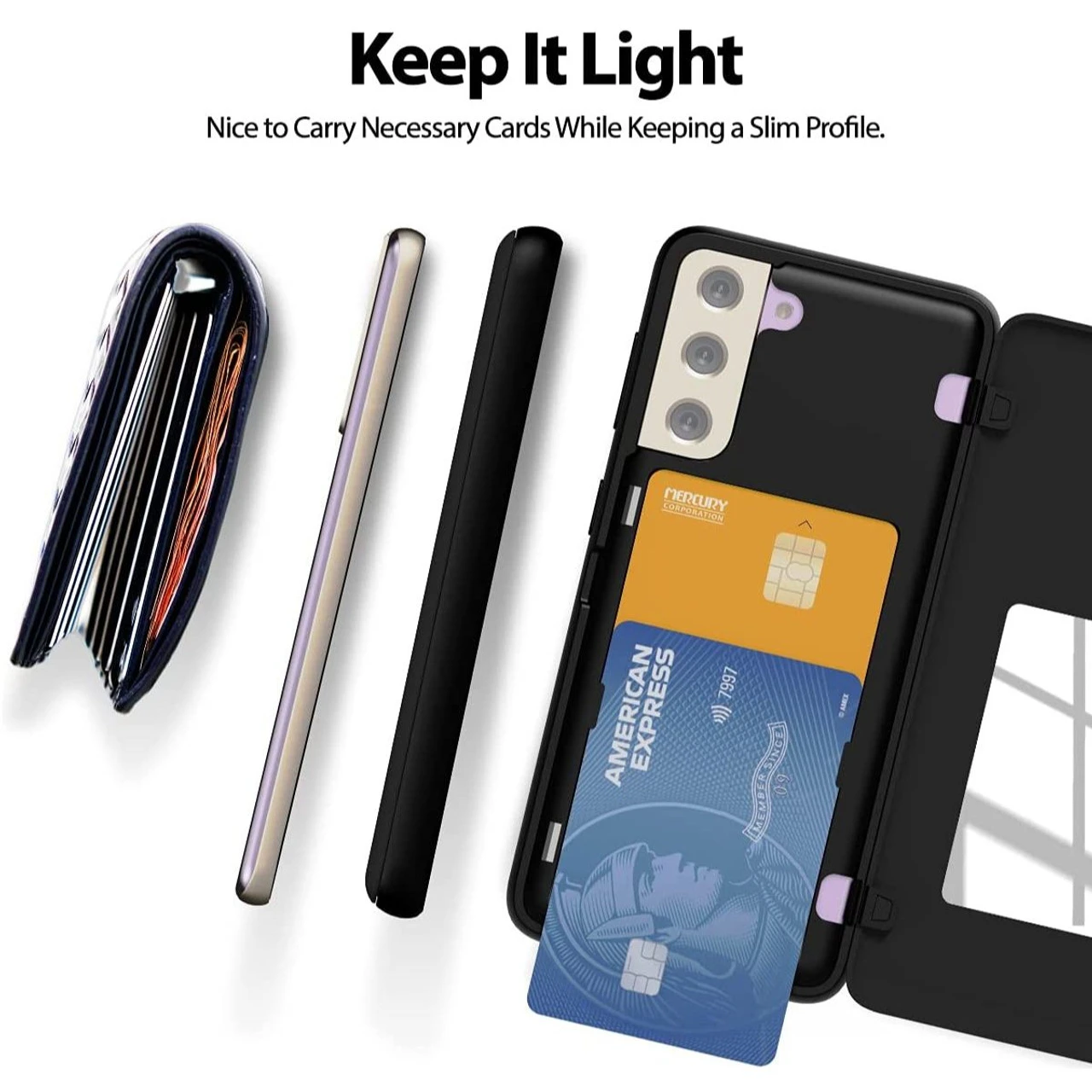 Black Mercury Magnetic Door 2 Card Shock Proof Case For Galaxy S21 4 Black Mercury Magnetic Door 2 Card Shock Proof Case For Galaxy S21 - Image 4