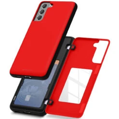 Red Galaxy S21 Mercury Magnetic Door 2 Card Shock Proof Case