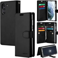 Black Galaxy S21 Genuine Mercury Mansoor Wallet Case Cover
