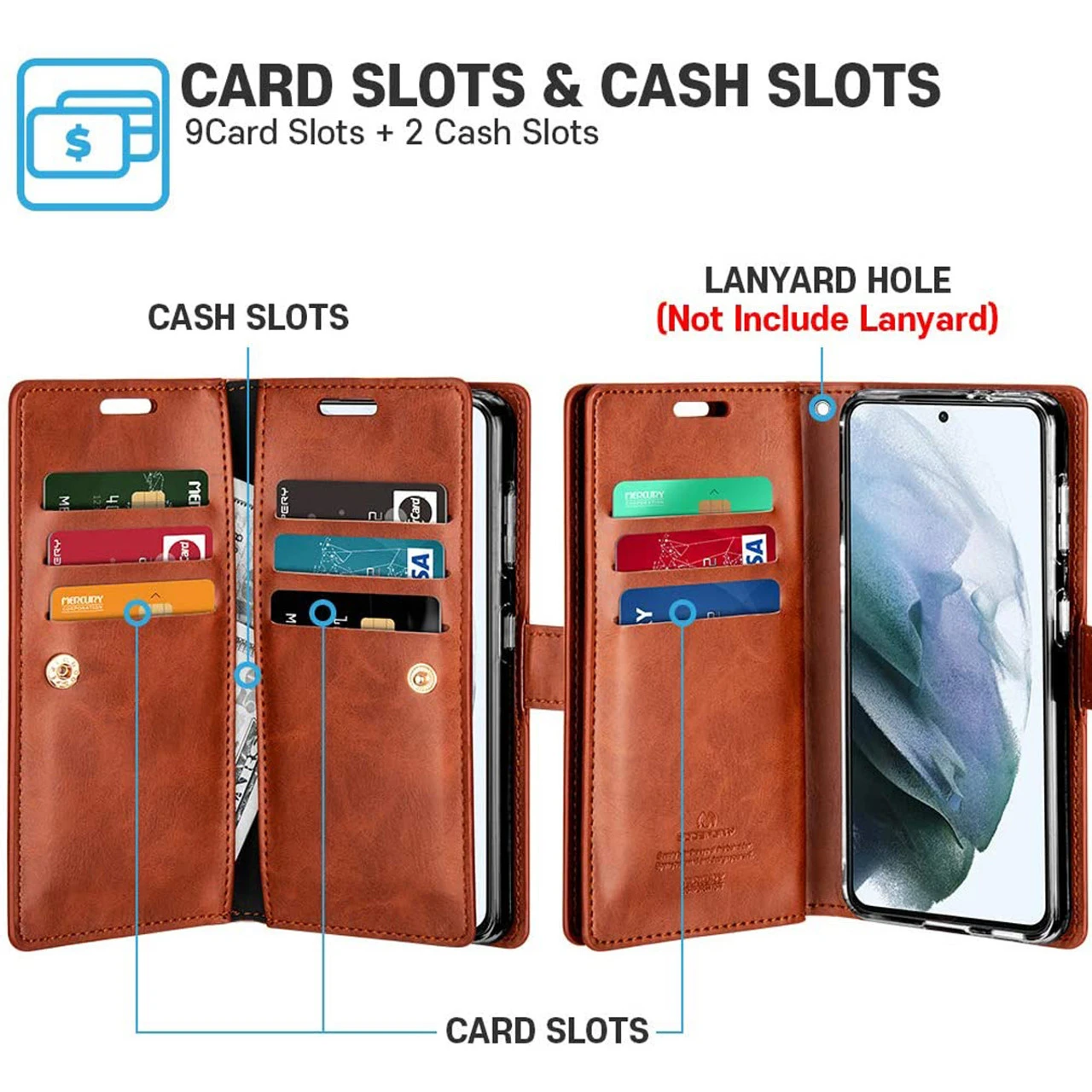 Vintage Brown Galaxy S21 Genuine Mercury Mansoor Wallet Card Case 2 Vintage Brown Galaxy S21 Genuine Mercury Mansoor Wallet Card Case - Image 2