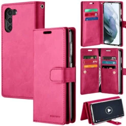 Stylish Hot Pink Galaxy S21 Genuine Mercury Mansoor Wallet Card Case