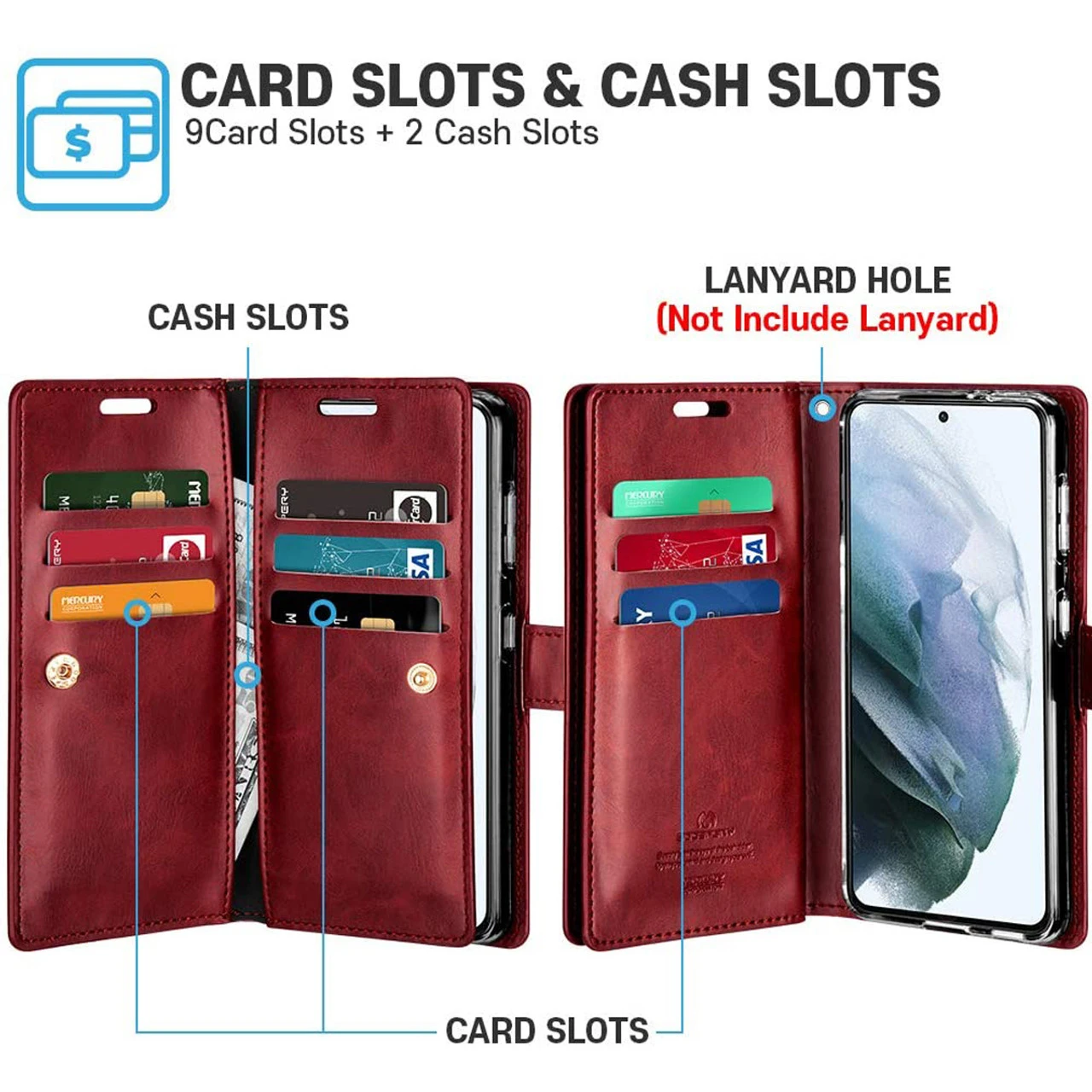 Classy Wine Galaxy S21 Genuine Mercury Mansoor Wallet Card Case 4 Classy Wine Galaxy S21 Genuine Mercury Mansoor Wallet Card Case - Image 4