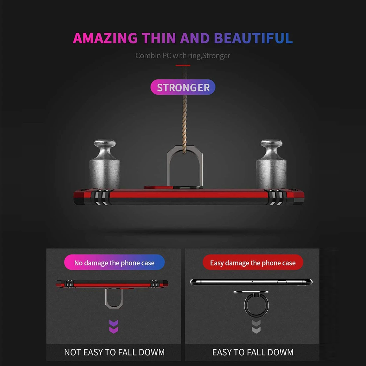 Black 360 Rotating Shock Proof Metal Ring Stand Case For Galaxy S21 3 Black 360 Rotating Shock Proof Metal Ring Stand Case For Galaxy S21 - Image 3