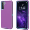 Purple Rugged Shock / Drop Protection Defender Case For Galaxy S21