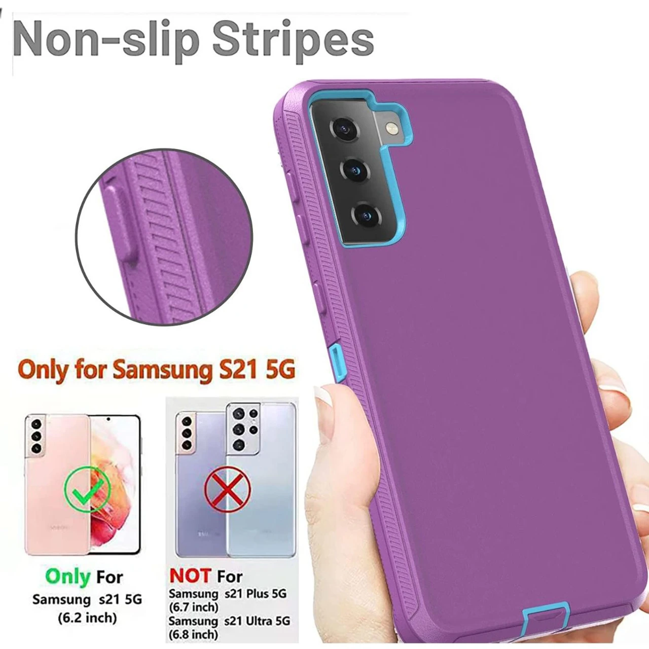 Purple Rugged Shock / Drop Protection Defender Case For Galaxy S21 2 Purple Rugged Shock / Drop Protection Defender Case For Galaxy S21 - Image 2