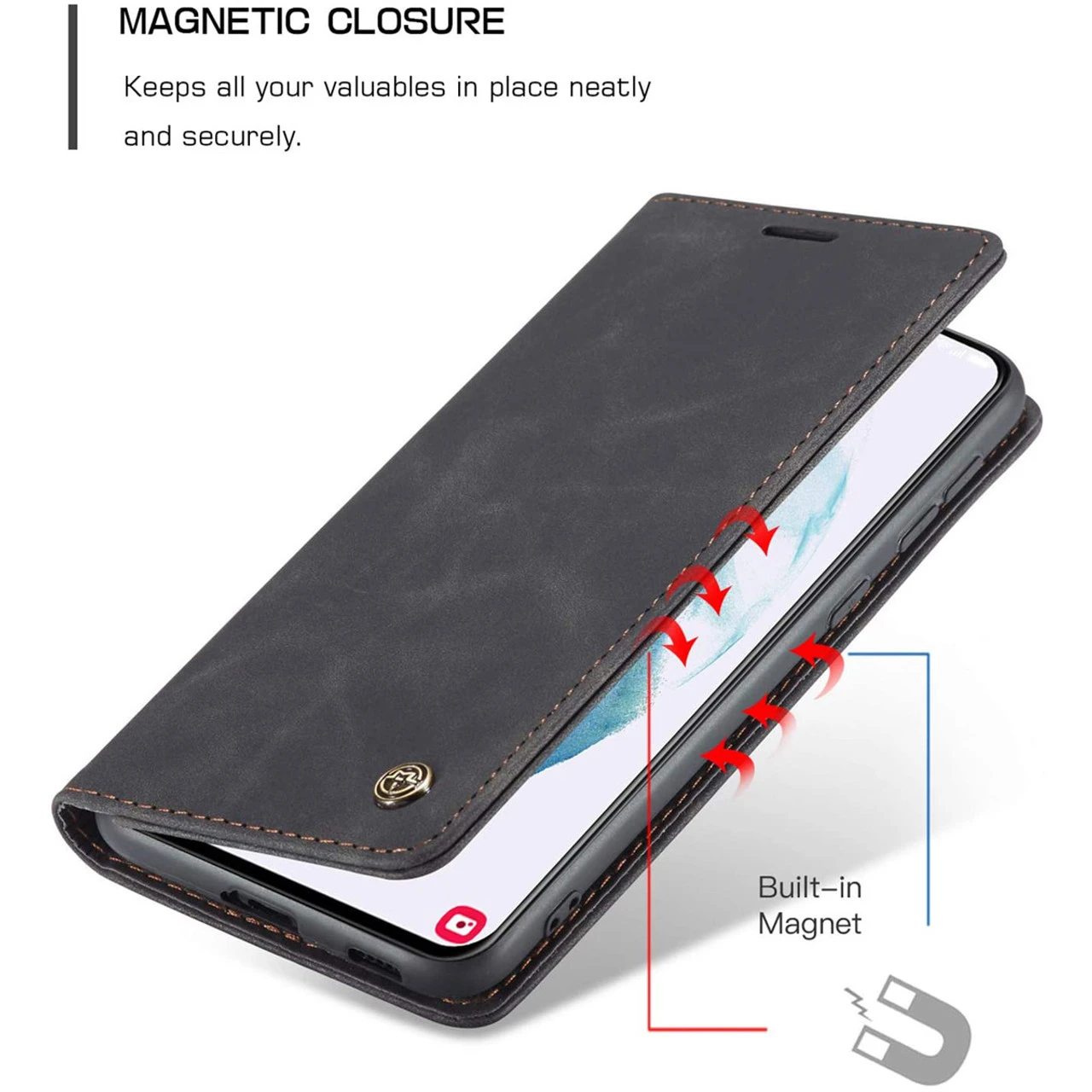 Black CaseMe Slim Compact Wallet Stand Case For Galaxy S21+ Plus 5G 3 Black CaseMe Slim Compact Wallet Stand Case For Galaxy S21+ Plus 5G - Image 3