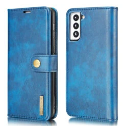 Blue DG.Ming Luxury Leather Wallet With Magnetic Case Cover For Galaxy S21 Plus