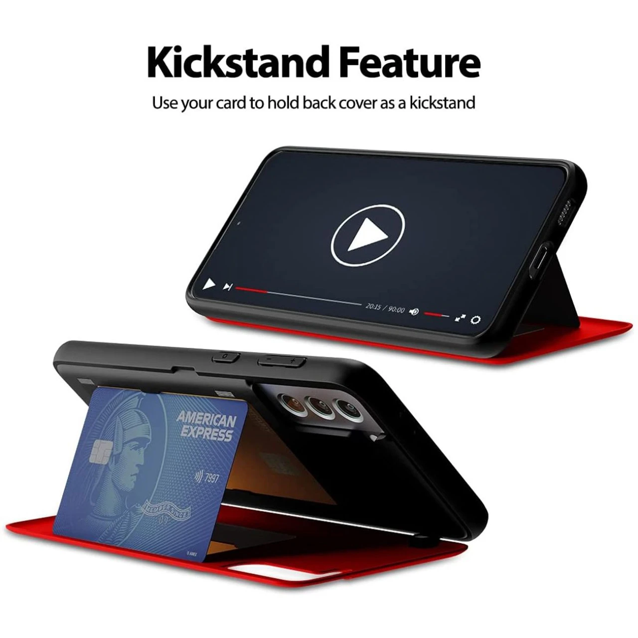 Red Goospery Magnetic Door 2 Card Shock Proof Case For Galaxy S21 + Plus 3 Red Goospery Magnetic Door 2 Card Shock Proof Case For Galaxy S21 + Plus - Image 3