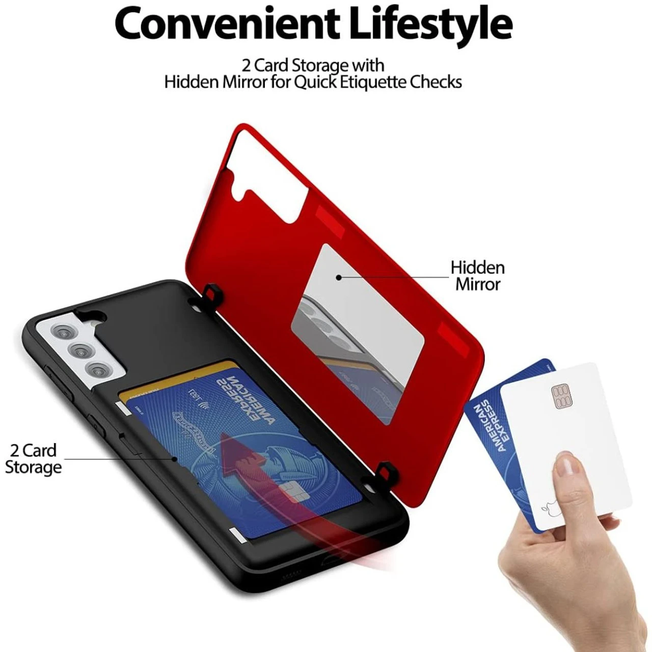 Red Goospery Magnetic Door 2 Card Shock Proof Case For Galaxy S21 + Plus 5 Red Goospery Magnetic Door 2 Card Shock Proof Case For Galaxy S21 + Plus - Image 5