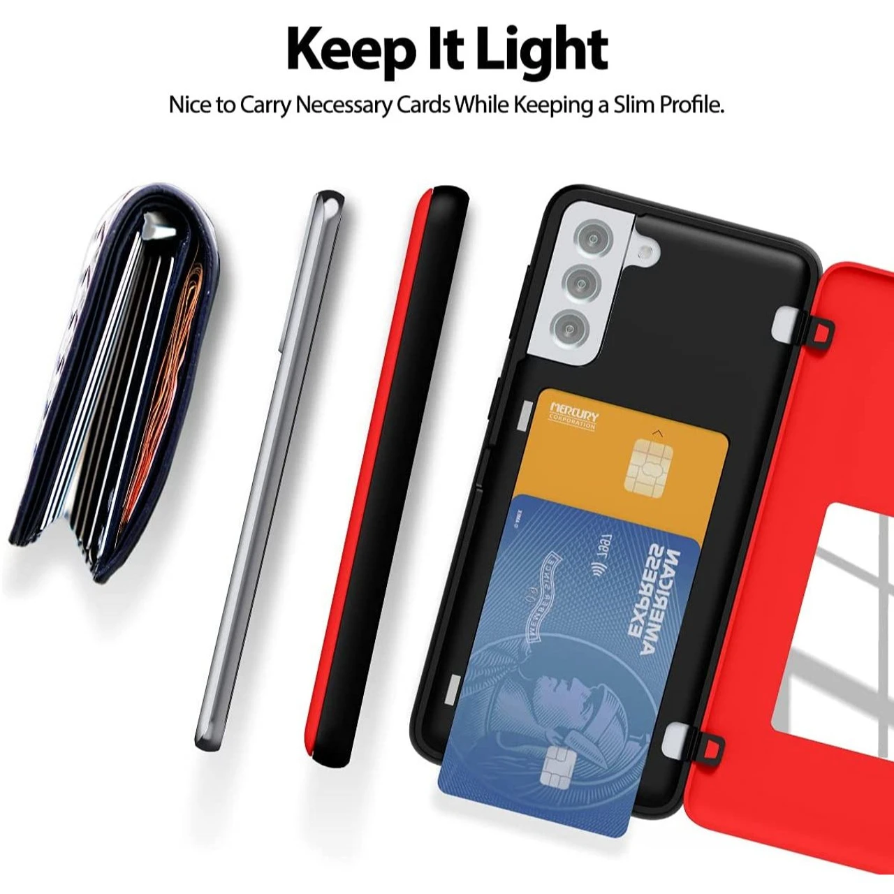 Red Goospery Magnetic Door 2 Card Shock Proof Case For Galaxy S21 + Plus 6 Red Goospery Magnetic Door 2 Card Shock Proof Case For Galaxy S21 + Plus - Image 6