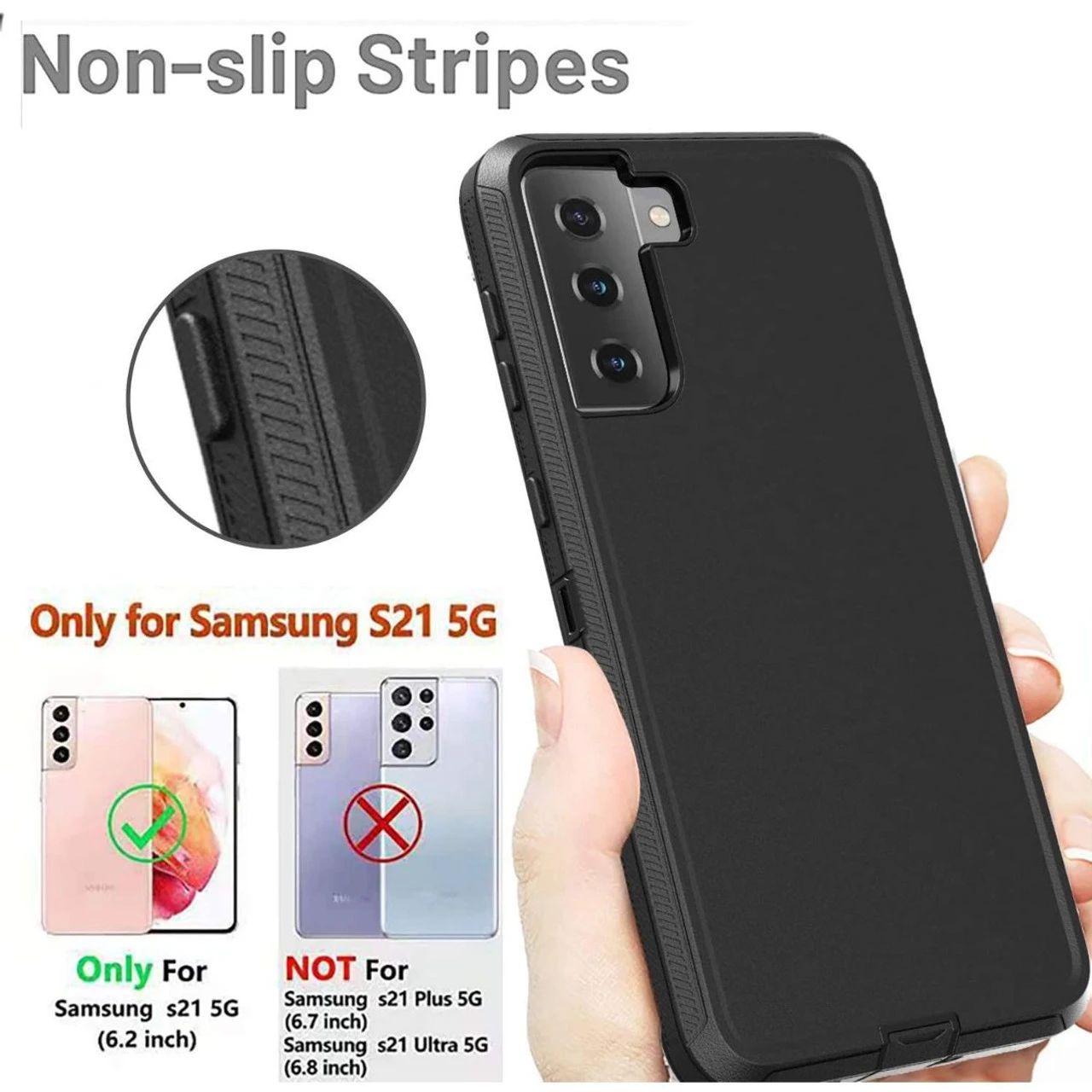 Black Full Body Heavy Duty Defender Case For Galaxy S21+ Plus 3 Black Full Body Heavy Duty Defender Case For Galaxy S21+ Plus - Image 3