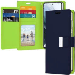 Navy Galaxy S21 Genuine Mercury Rich Diary 6 Card Slot Wallet Case