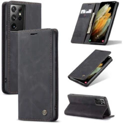 Black Galaxy S21 Ultra 5G CaseMe Compact Magnetic Wallet Stand Case