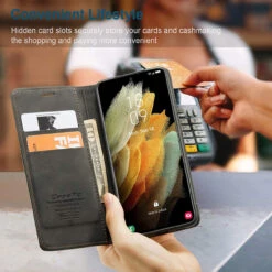 Black Galaxy S21 Ultra 5G CaseMe Compact Magnetic Wallet Stand Case -Cheap NewCase Store galaxy s21 ultra caseme wallet black 6 71013.1641360449