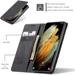 Black Galaxy S21 Ultra 5G CaseMe Compact Magnetic Wallet Stand Case -Cheap NewCase Store galaxy s21 ultra caseme wallet black 7 89017.1641360449